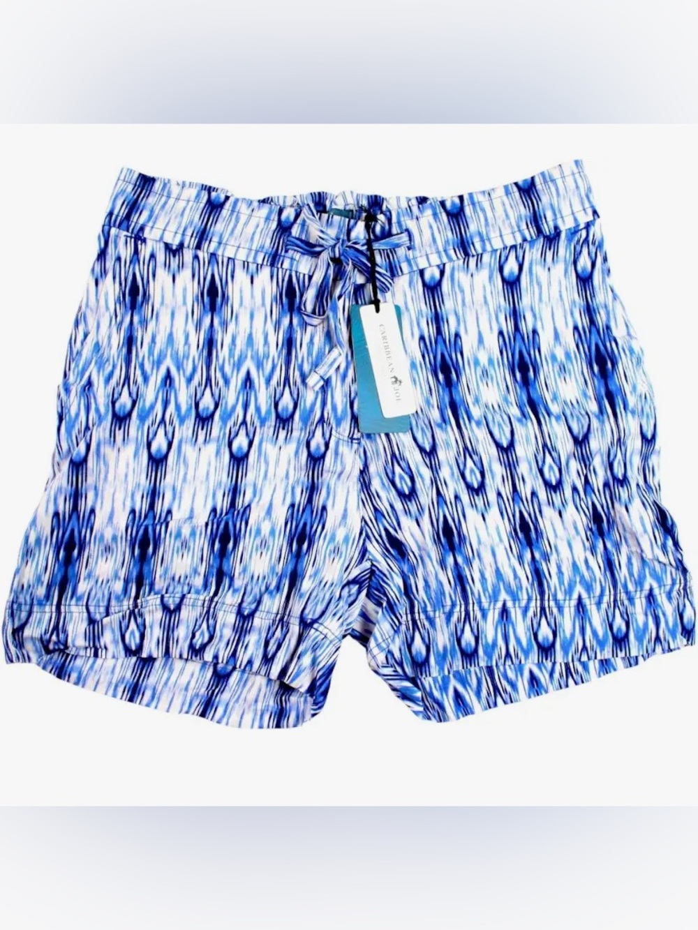 Caribbean Joe Blue and Cream Striped Swim Shorts